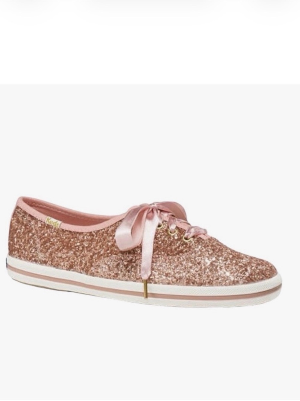 Kate Spade Keds Rose Gold Championship Glitter Sneakers Sz 8W.  Worn Once.
